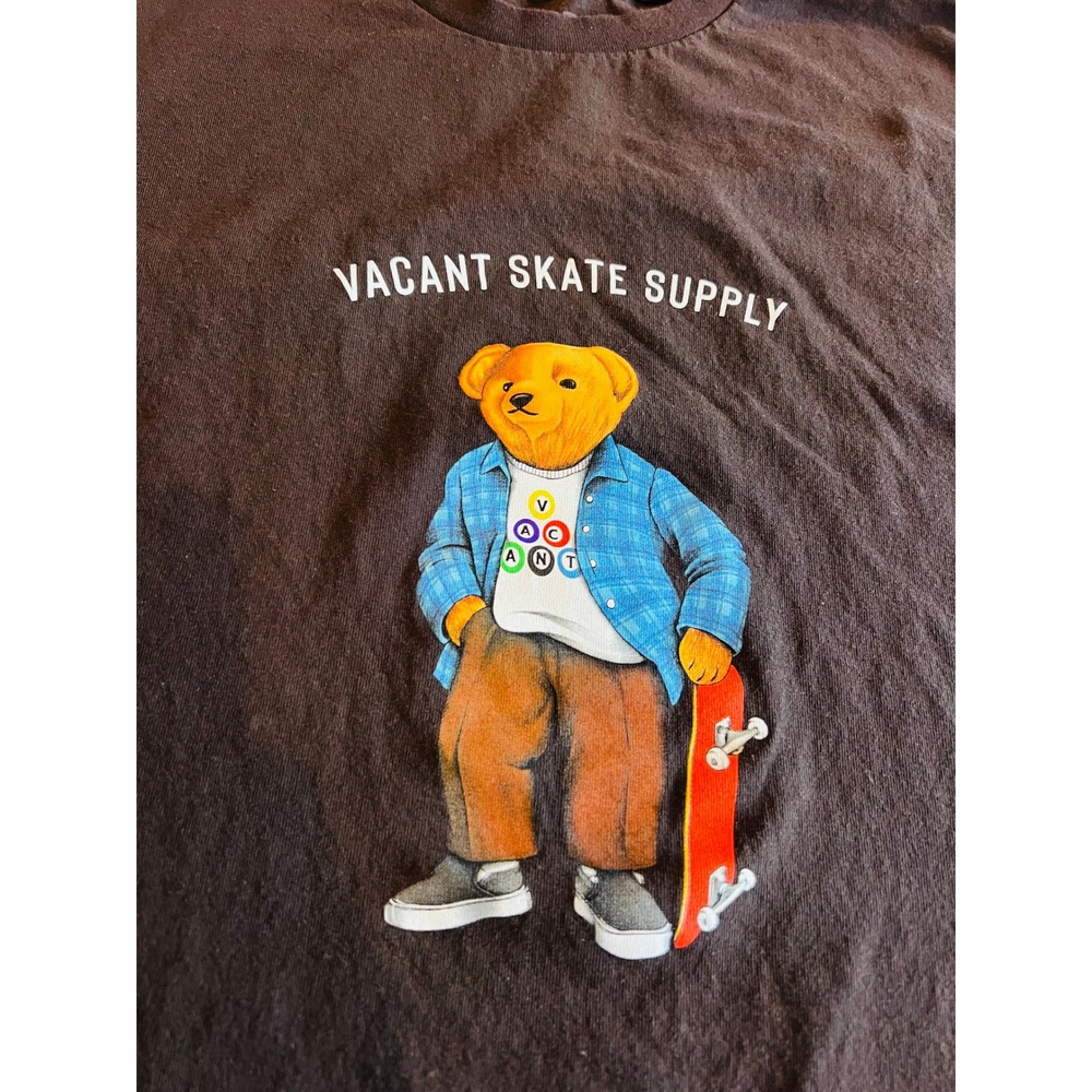 Pretty Vacant Skate Supply Bear Graphic T-Shirt L Black Skateboard Streetwear